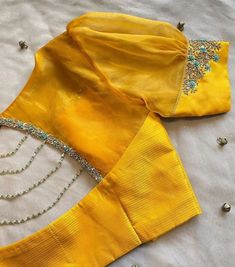 Yellow Blouse Designs, Best Blouse Designs