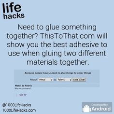 Of course there's a site for this. Between my crafting and stuff my kids break, I'll be visiting here more than fb now! 1000 Lifehacks, Handy Gadgets, 1000 Life Hacks, Simple Life Hacks, Diy Life Hacks, Mason Jar Diy, Mason Jar Crafts, Diy Life, Jar Crafts