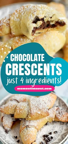 Easy Chocolate Crescents – Just 4 Ingredients!, easter brunch, breakfast ideas Crossaint Dessert Crescent Rolls, Chocolate Chip Crescent Rolls Pillsbury, Pillsbury Crescent Roll Breakfast Pie, Dessert Cinnamon Crescent Rolls, Easy Recipes With Croissant Dough, Uses For Crescent Roll Dough, Crescent Roll Recipes Chocolate, Chocolate Crescent Roll, Canned Crescent Roll Recipes Breakfast