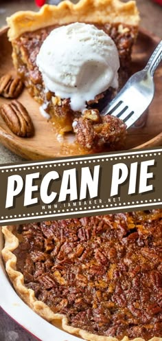 pecan pie with ice cream on top