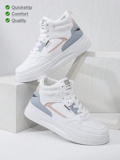 [Quick Delivery]Classy Aesthetic Spring New Style Woman Shoes High Top Sport White Shoes Ladies Fashionable Casual Sneakers Women Flat Shoes Student Shoes Classy Look White Preppy,Vacation,Fashionable   PU Leather Plain Skate Shoes   Women Shoes, size features are:Bust: ,Length: ,Sleeve Length: Shoes Shein, Shoes For School, White Casual Shoes, Dr Shoes, Nike Shoes Girls, Preppy Shoes, Shoes Teen, Cute Nike Shoes, Casual Sneakers Women