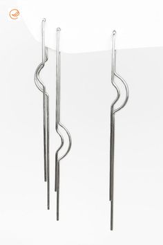 Edith Toledano | Sterling Silver Mix & Match Earrings, 16 Gauge/1.2mm Long Asymmetric Front Back Earrings, Minimal Geometric Wire Threaders, Stretched Ears | #SterlingSilverEarrings #MixandMatchEarrings #LongEarrings #AsymmetricEarrings #FrontBackEarrings #MinimalEarrings #GeometricEarrings #StretchedEars #EdithToledano #Etsy Non Traditional Wedding