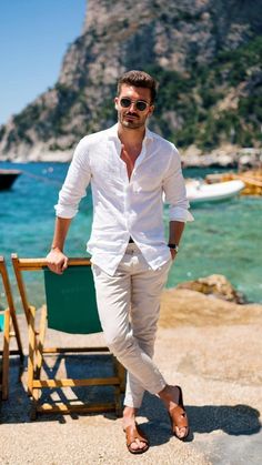 Beach Wedding Men, Beach Wedding Attire, Mens Wedding Attire, Herren Style, Hipster Man