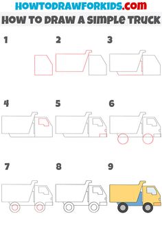 how to draw a simple truck for kids in easy steps step by step drawing instructions