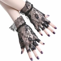 Gothic Gloves, Black Lace Gloves, Gloves Lace, Gloves Fashion, Gloves Black, Lace Gloves, Leather Lingerie, Black Gloves, Gothic Outfits