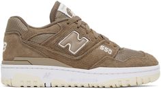 Low-top paneled brushed suede and mesh sneakers in brown. · Lace-up closure · Logo patch at padded tongue · Padded collar · Logo embroidered at heel counter · Logo appliqué at sides · Text embroidered at outer side · Mesh lining · Textured rubber midsole · Treaded rubber sole Supplier color: Mushroom/Sea Salt/Macadamia nut New Balance For Women, New Balance Brown, Line Texture, Macadamia Nut, Mesh Sneakers, Casual Sneakers Women, Sportswear Women, Macadamia, Sea Salt