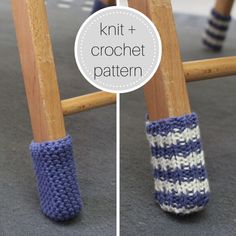 two pictures showing how to knit and crochet