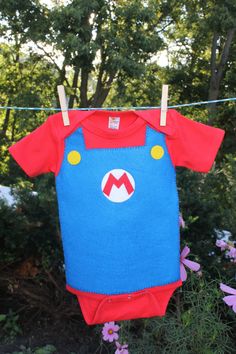 Baby Mario Onesie Minion Onesie, Mario And Luigi, Smile On, Red Hats, Soft And Gentle, Baby Skin, Baby Birthday, 2 Piece Set, I Am Happy