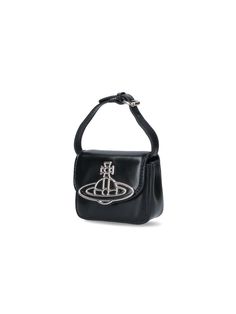 Vivienne Westwood mini Linda bag in black leather with adjustable handle, silver maxi metal "Orb" logo on the front, button closure, inner compartment. Composition: 100% Leather Vivienne Westwood Clutch, Vivienne Westwood Bags, Chloe Purses, The Vivienne, Marine Serre, Sneaker Wedge, Metallic Logo, Vivienne Westwood, Valentino Garavani