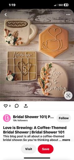 an instagram page for bridal shower 1011 if love is brewing a coffee - themed wedding