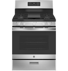 a silver and black stove top oven against a white background