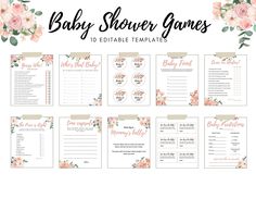 baby shower games with pink flowers and greenery