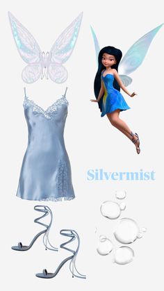 an image of a fairy dress and shoes with the name silvermistt on it