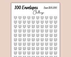 the printable envelope challenge is shown in black and white, with numbers on it