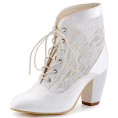 a white high heeled shoe with lace