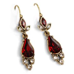 "Garnet red crystal teardrop earrings. Dimensional, sculptural settings. Premium Swarovski crystal 1.5\" L x 0.5\" W Designed and produced at Sweet Romance in our Los Angeles studio.l" Pinup Clothing, Crystal Teardrop Earrings, Locket Bracelet, Garnet Red, Deco Earrings, Vintage Silhouette, Sweet Romance, Art Deco Earrings, Styl Retro