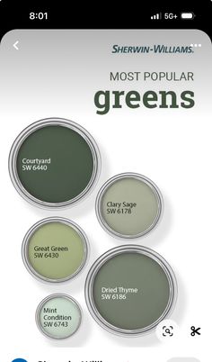 the most popular green paint colors for walls and ceilings, from sheryln - williams's