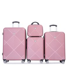 Description: ﻿ Name: 4-piece lightweight suitcase, 14 inch mak ﻿ Material: 100%ABS ﻿ Color: Pink ﻿ TSA Lock:Protects your with the combination keys, while can be inspected by security authorities without damage. ﻿ Spacious and Tidy Inner Storage Space:Sturdy snap button to fix the clothes. Mesh pocket to store toothbrush, makeups, etc. ﻿ Adjustable Pull Rod:Push-button locking handle adjusts to different stages. ﻿ 360° Spinner Wheels:Effortless maneuverability. Go wherever you want to go. ﻿ Dime Travel Luggage Set, Pink Luggage, Hard Shell Luggage, Lightweight Suitcase, Lightweight Luggage, Storage Trunks, Checked Luggage, Magic Bands, Suitcase Set