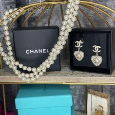 Hard To Find 2022 Chanel Gold And Crystal Pearl Heart Drop Earrings. Comes In Original Packaging. Only Worn Once On Wedding Day. Certificate Of Authenticity From Fashionpile, As Well As Realauthentication.Com Luxury White Heart Earrings For Formal Occasions, Luxury White Heart Earrings For Wedding, Luxury White Heart Earrings, White Luxury Earrings For Valentine's Day, Luxury White Double Heart Jewelry, Luxury Heart Charm Jewelry For Party, Luxury Party Jewelry With Heart Charm, Elegant White Heart Earrings For Formal Occasions, Luxury Double Heart Earrings