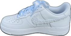 White Low-top Wedding Shoes For Bride, White Low-top Wedding Shoes For Bridal Shower, White Round Toe Sneakers For Bridal Shower, White Sneakers With Laces For Bridal Shower, White Low-top Bridal Sneakers, Elegant Low-top Sneakers For Bridal Shower, Elegant White Sneakers For Bridal Shower, Air Force 1 Wedding, Sneaker Wedding