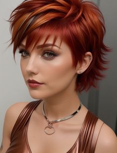 Trendy And Cute Hair Styles Blonde Layered Hair, Short Choppy Haircuts, Shades Of Red Hair, Hair Dye Ideas, Natural Red Hair, Edgy Short Hair, Short Hair Wigs, Hair Color Pink, Trendy Hair Color