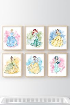 Disney Princess Girls Room Wall Art Disney Princesses Bedroom Ideas, Princess Wall Art Girls Bedroom, Princess Room Wall Decor, Princess Bedroom Wall Decor, Disney Princess Theme Bedroom, Disney Princess Nursery Baby Girl, Disney Princess Framed Art, Princess Theme Bedroom Ideas, Princess Themed Bedroom Toddler