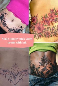 Stretchmark Cover Tattoos Stomach, C Section Tattoo Cover Up, Tummy Tucks Tattoo Cover Up, Belly Button Tattoos For Women, C Section Scar Tattoo