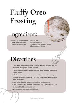 a recipe for fluffy oreo frosting with instructions on how to make it