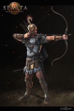 an image of a man in armor with bow and arrow