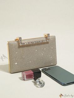 Bird in Bag - Exquisite Crystal Clasp Clutch Purse: Glamorous and Elegant Evening Bag with Detachable Chain - Perfect for Weddings, Parties, and Special Occasions Elegant Rectangular Crystal Clutch, Evening Box Bag With Gold-tone Hardware, Glamorous Clutch Evening Bag With Silver-tone Hardware, Glamorous Crystal-embellished Clutch For Cocktail, Luxury Gold-tone Clutch Box Bag, Chic Quilts, Chain Pattern, Wedding Clutch, Color Champagne