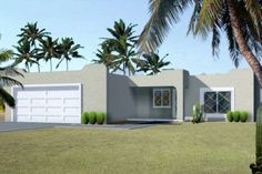 this is an artist's rendering of a house in the palm tree - lined area