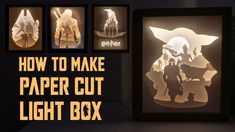 how to make paper cut light box with the silhouettes of yoda and baby yoda