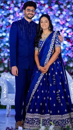 Indian Engagement Looks Brides, Reception Outfit Ideas Indian, South Indian Reception Outfit Couple, Couple Marriage Outfit Indian, Engagement Bride Outfit Indian, Reception Dress Indian Couple, Lehenga And Suit Couple, Couple Wedding Outfits Indian, Engagement Outfit For Couple Indian