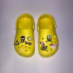 Yellow/Sunflower Unisex Crocs Fits Women’s Size 6 And Men’s Size 4 Gently Worn, Excellent Condition Shoe Charms Are Brand New, Never Used Comes With The Shoe Charms! Fun Synthetic Clogs For The Beach, Fun Synthetic Clogs For Beach, Fun Beach Clogs For Summer, Fun Summer Synthetic Clogs, Fun Synthetic Summer Clogs, Fun Summer Beach Clogs, Fun Non-slip Summer Clogs, Yellow Non-slip Sandals With Round Toe, Yellow Non-slip Round Toe Sandals