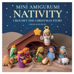 the crochet nativity book is on display