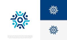 two logos with people in the middle one is blue, and the other has white