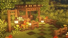 Living Room Minecraft Cottage, Minecraft Aesthetic Farm, Minecraft Cottagecore, Minecraft Garden, Minecraft Idea, Cottagecore Minecraft, Minecraft Village, Aesthetic Minecraft