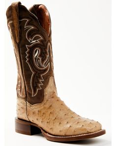 Dan Post Women's Exotic Full Quill Ostrich Western Boots - Broad Square Toe, Sand Cute Cowgirl Boots, Dan Post Boots, Womens Cowgirl Boots, Boots Woman, Dan Post, Heel Caps, Boot Brands, Sand Color, Rubber Heels