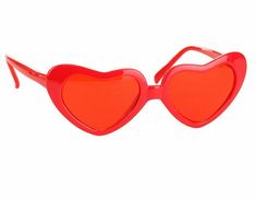 RED HEART SHAPED RETRO COSTUME SUNGLASSES Bright red plastic sweetheart frames with red lenses     You'll look red hot in these sweet heart-shaped sunglasses! NEW in package.  Features bright red plastic frames with funky red plastic lenses for a rosy outlook. One size fits most tweens, teens, and adults ages 14+. Each heart measures approximately 2-inches (5 cm) high by 2.75-inches (7 cm) wide. Glasses measure approximately 5.5-inches (14 cm) across temple-to-temple; each arm is approximately 5 Cute Red Party Sunglasses, Playful Red Sunglasses For Party, Red Tinted Sunglasses As A Gift, Red Tinted Lenses Sunglasses As Gift, Trendy Red Sunglasses As Gift, Fun Red Sunglasses For Valentine's Day, Valentine's Day Gift Sunglasses With Tinted Lenses, Red Plastic Sunglasses For Valentine's Day, Retro Sunglasses With Tinted Lenses For Gift