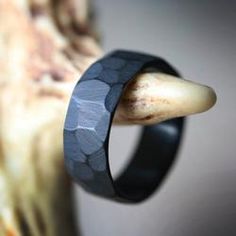 a close up of a ring with an animal's head in the background and another object behind it