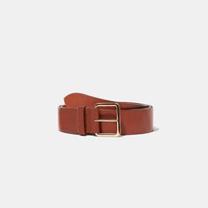 Largo Belt in Chestnut with Gold Buckle — Exclusive Elegant Everyday Leather Belt, Classic Belt Buckles For Workwear, Classic Adjustable Belt Buckles For Workwear, Classic Adjustable Belt Buckles For Everyday, Classic Adjustable Belt For Everyday, Classic Adjustable Belts And Suspenders For Everyday, Gold Leather Belt With Self Belt Detail, Gold Belt Buckles For Work, Classic Removable Belt With Rectangular Buckle