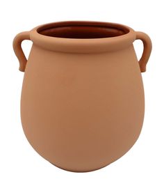 a large clay pot with handle is shown on a white background for use as a vase or planter