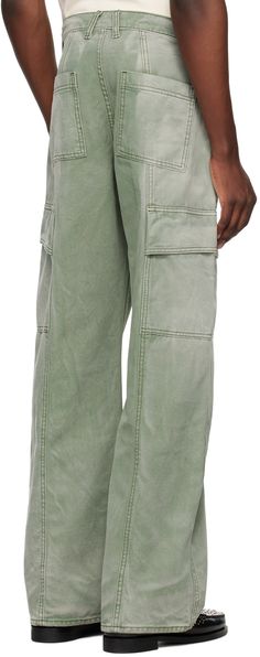 Cotton canvas cargo pants. Subtle fading throughout. · Belt loops · Four-pocket styling · Zip-fly · Flap pocket at outseams · Logo-engraved silver-tone hardware Supplier color: Sage green Faded Utility Cargo Jeans With Pockets, Urban Style Faded Pants With Pockets, Utility Faded Cargo Jeans With Cargo Pockets, Faded Utility Bottoms With Cargo Pockets, Utility Cargo Bottoms In Faded Color, Faded Cotton Cargo Jeans With Pockets, Faded Utility Pants With Pockets, Faded Wide-leg Pants With Pockets, Faded Wide Leg Pants With Pockets