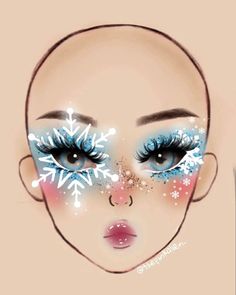 Snowy Eye Makeup, Snowman Makeup Looks, Christmas Creative Makeup, Elsa Makeup Look, Creative Christmas Makeup Ideas, Christmas Makeup Art, Thanksgiving Makeup Ideas, Creative Christmas Makeup Looks, Snow Makeup