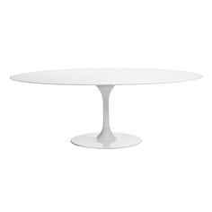 an oval white table on a white background