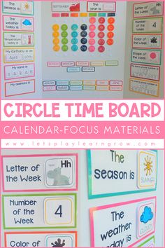 a close up of a bulletin board with numbers on it and the words circle time board