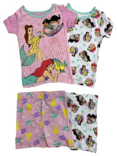 Disney Princess Girls 4pc Pajamas Pink Tee Shirt & Shorts Sleep Set 4 Your little girl will feel so special in this 4 piece cotton Disney Princess shorts & t-shirt mix & match pajama set! Size 4 4-Piece set Short sleeved sleep top Elastic waist sleep shorts 100% Cotton Made in China Payment We accept PayPal as our payment method. Immediate payment is required. If you have any questions about payment, please feel free to contact our customer support team. Return Policy We have a no hassle return Pink Tee Shirt, Disney Colors, Princess Girl, Sleep Shorts, Sleep Set, Pink Tee, Support Team, Mix Match, Pajama Set