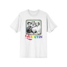 Go for a cool, casual look in this men's Golden Girls Queens tee. Go for a cool, casual look in this men's Golden Girls Queens tee. Crewneck Short sleevesFABRIC & CARE Cotton Machine wash Imported Size: XXL. Color: White. Gender: male. Age Group: adult. Pattern: Graphic. Casual T-shirt For Pride Streetwear, Relaxed Fit Crew Neck T-shirt For Pride, Pride Short Sleeve T-shirt With Letter Print, Pride Letter Print Short Sleeve T-shirt, Trendy Crew Neck T-shirt For Pride, Casual Pride Crew Neck T-shirt, White Screen Print T-shirt For Pride, Casual Crew Neck T-shirt For Pride, Pride Funny Print Crew Neck T-shirt