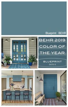 the blueprint home color of the year is shown in this postcard, and it shows