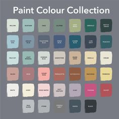 the paint color collection is shown in different shades